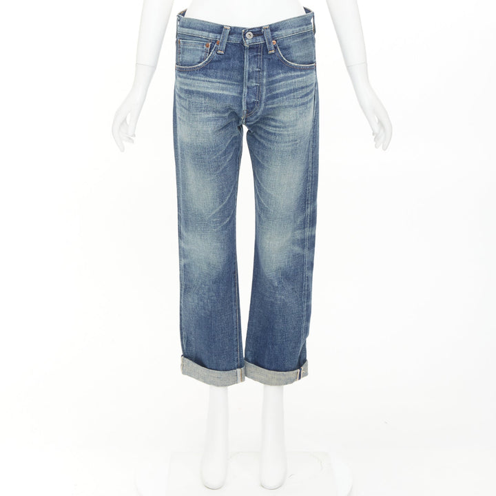 JUNYA WATANABE Denim 2013 blue selvedge denim rolled cropped wide leg jeans S