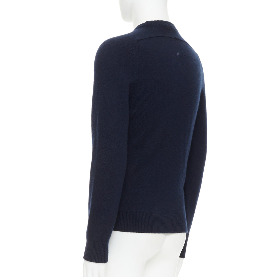 SAINT LAURENT 2015 100% cashmere navy crew neck pullover sweater M