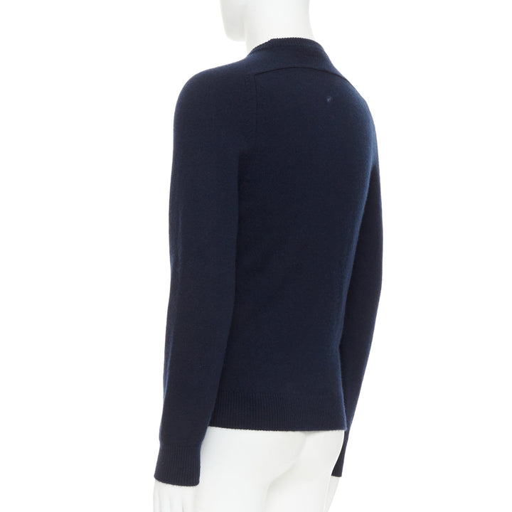 SAINT LAURENT 2015 100% cashmere navy crew neck pullover sweater M