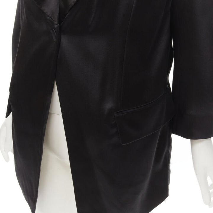 GIVENCHY Riccardo Tisci silk black cut out collar kimono robe blazer FR34 XS