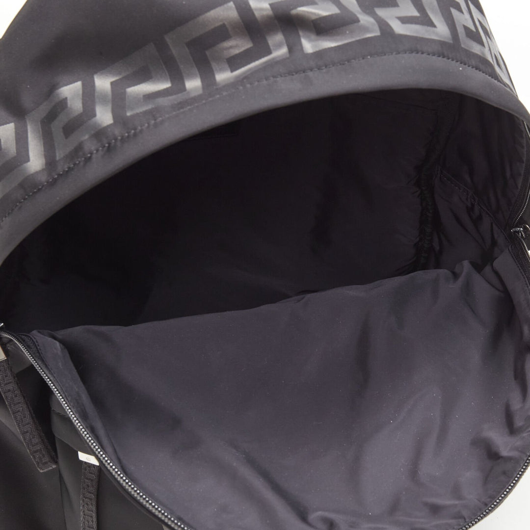 VERSACE La Greca 90's logo black nylon backpack bag