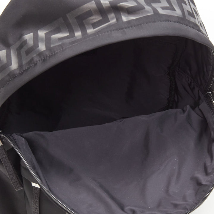 VERSACE La Greca 90's logo black nylon backpack bag