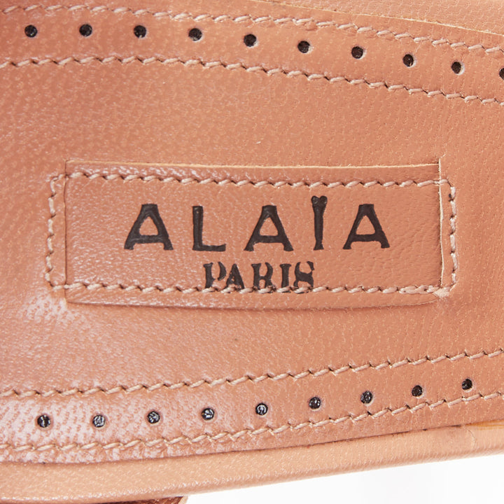 ALAIA nude leather double ankle strap dorsay platform pumps EU37.5