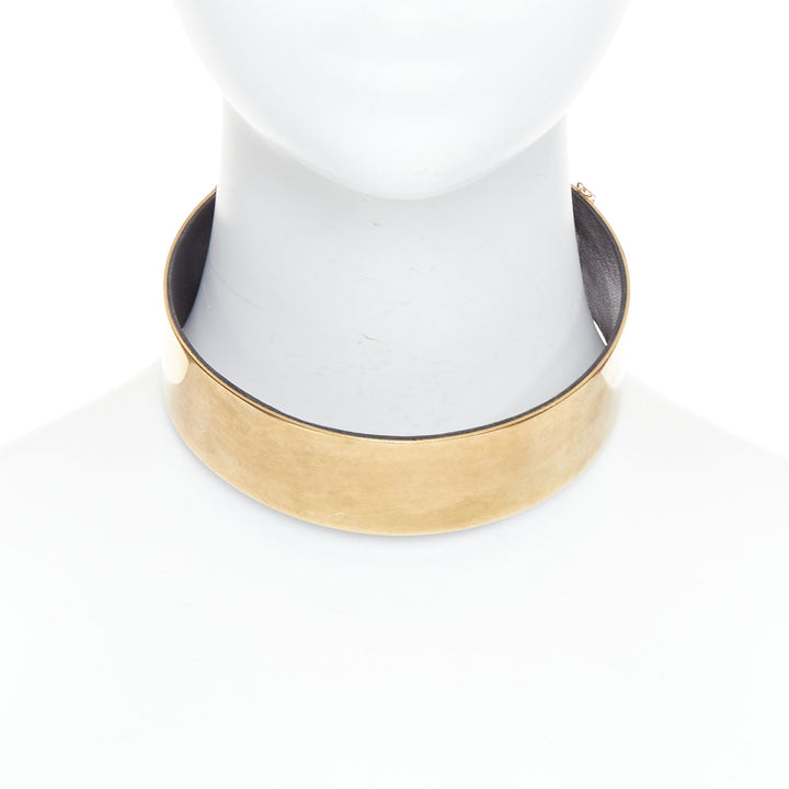 rare OLD CELINE Phoebe Philo Runway gold metal minimal choker necklace