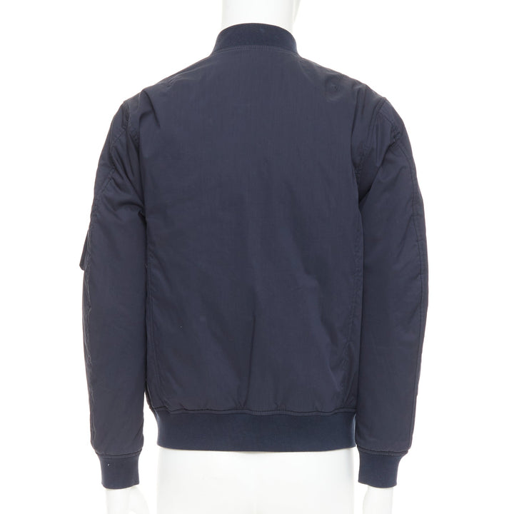 KENT AND CURWEN Reversible navy brown cotton blend zip up bomber jacket M