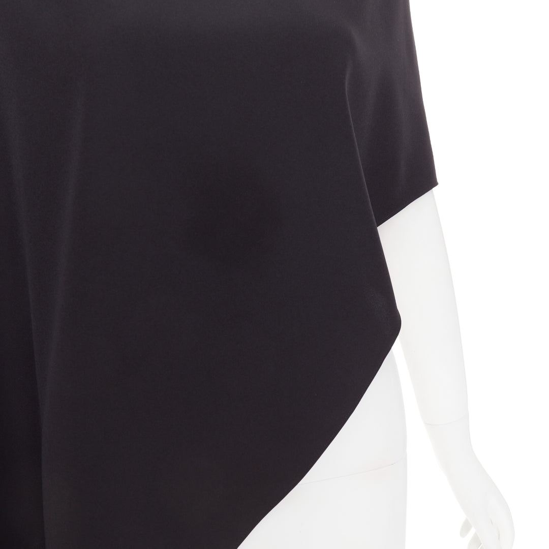 ALEXANDRE VAUTHIER AW2023 black crepe padded shoulder asymmetric drape top