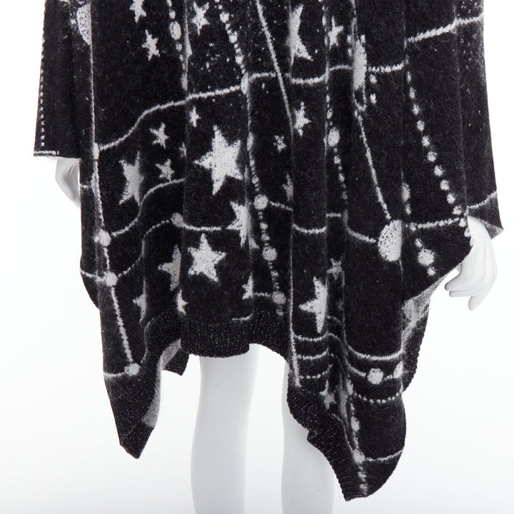 SAINT LAURENT 2018 Constellation black white astrology intarsia poncho cape S