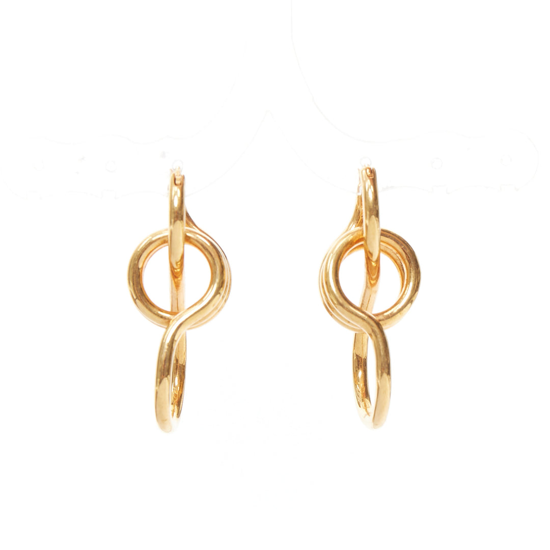 OLD CELINE Phoebe Philo Knot Double Hoop brass infinity twist wire earring Pair