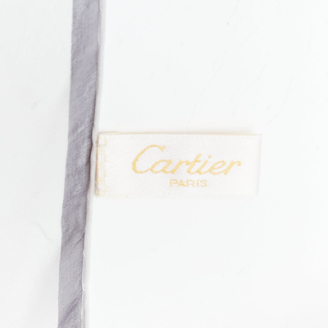 CARTIER 100% silk grey sheer diamond cuts print square scarf