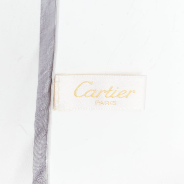 CARTIER 100% silk grey sheer diamond cuts print square scarf