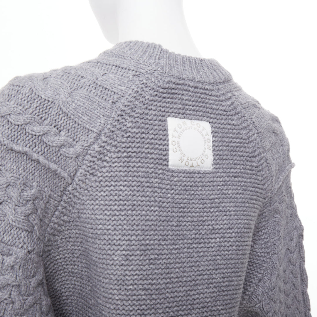 STELLA MCCARTNEY 2021 gray chunky cable organic cotton pullover top IT36 XXS