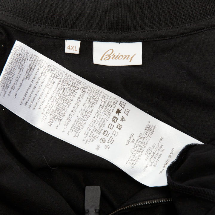BRIONI Golf black cotton embroidered logo half zip short sleeve polo shirt 4XL
