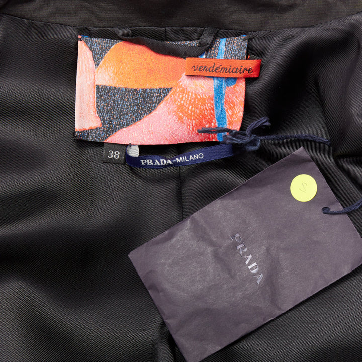 PRADA 2017 Runway Vendemiaire orange black pop art coat IT38 XS Anna Wintour