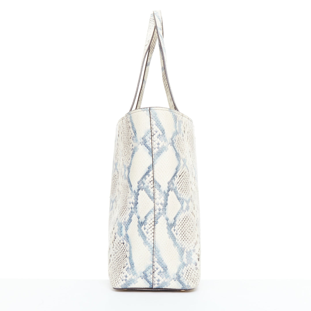 KATE SPADE blue cream scaled print goat skin gold logo drawstring tote bag