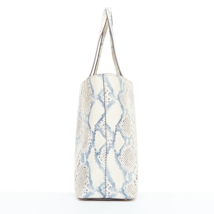 KATE SPADE blue cream scaled print goat skin gold logo drawstring tote bag