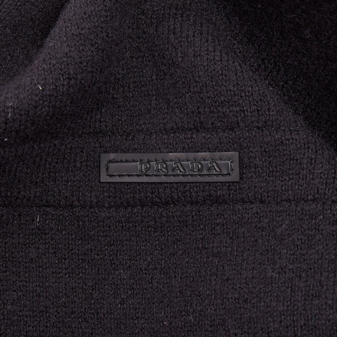 PRADA 2010 panel two tone stripe mock neck zip knit cardigan sweater jacket M