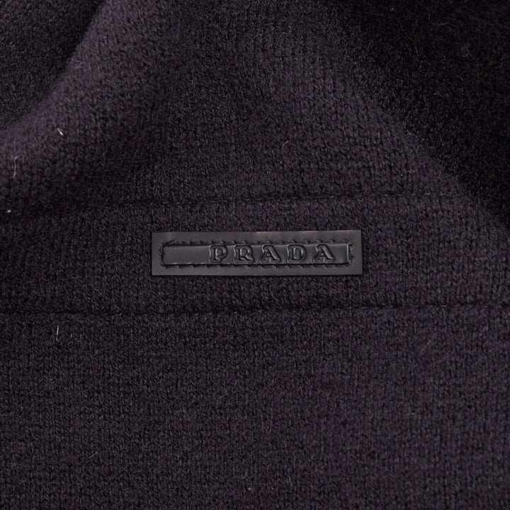 PRADA 2010 panel two tone stripe mock neck zip knit cardigan sweater jacket M