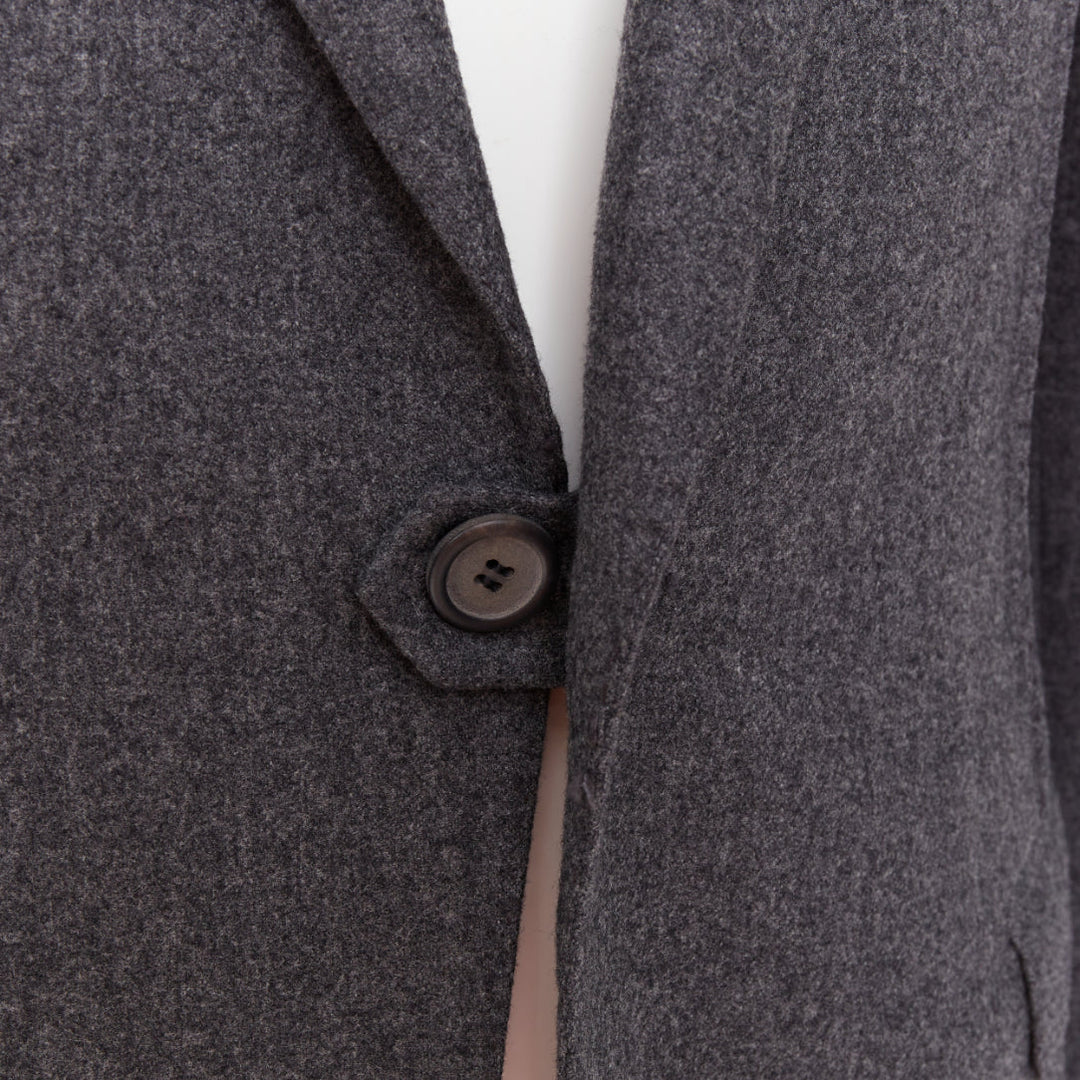 LANVIN grey speckled wool exposed darts single button blazer EU50 L