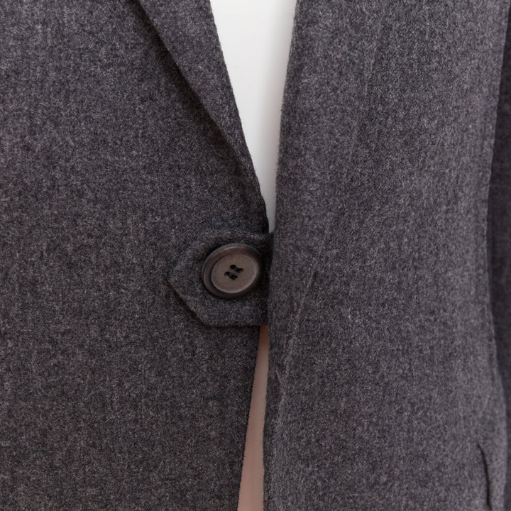 LANVIN grey speckled wool exposed darts single button blazer EU50 L