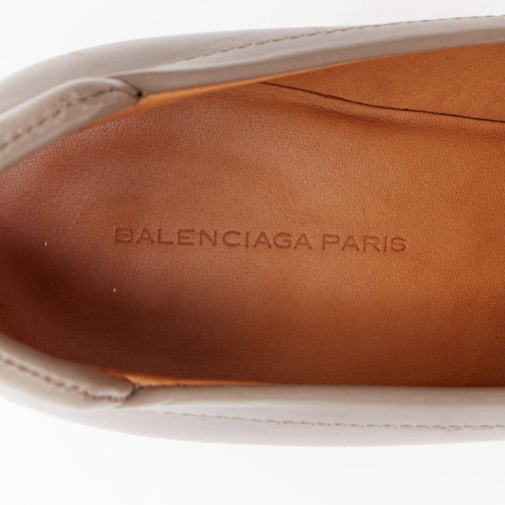 rare BALENCIAGA Vintage grey leather colourful wooden block heel loafer EU37