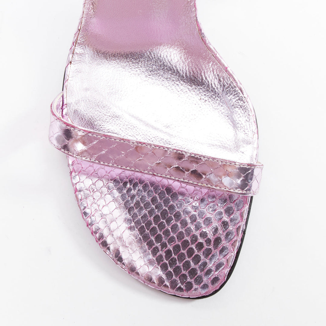 YVES SAINT LAURENT 2011 Tom Ford pink metallic leather slingback heels EU38