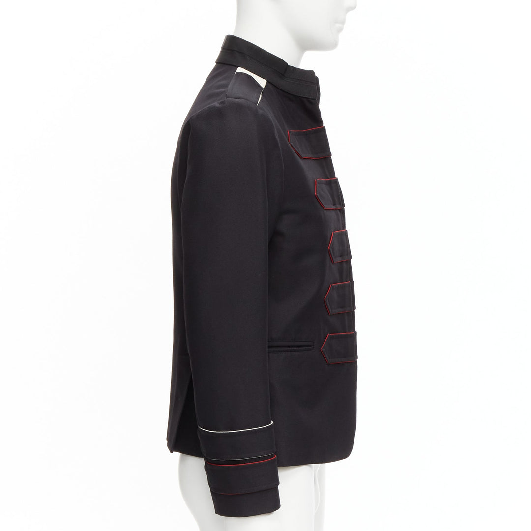 VALENTINO back silk blend white epaulets cuff panelled military jacket IT48 M