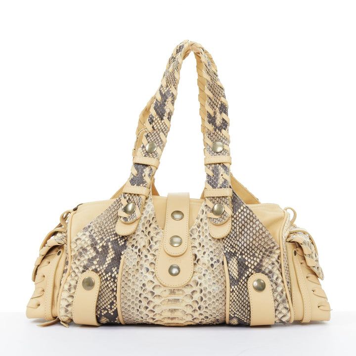 CHLOE 2004 Runway Silverado Phoebe Philo beige scaled tan leather bag