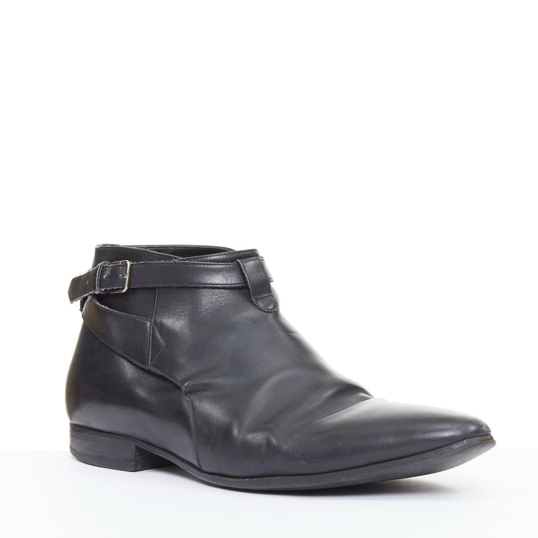 SAINT LAURENT Cropped Jodhpur 20 black leather silver buckl ankle boots EU41