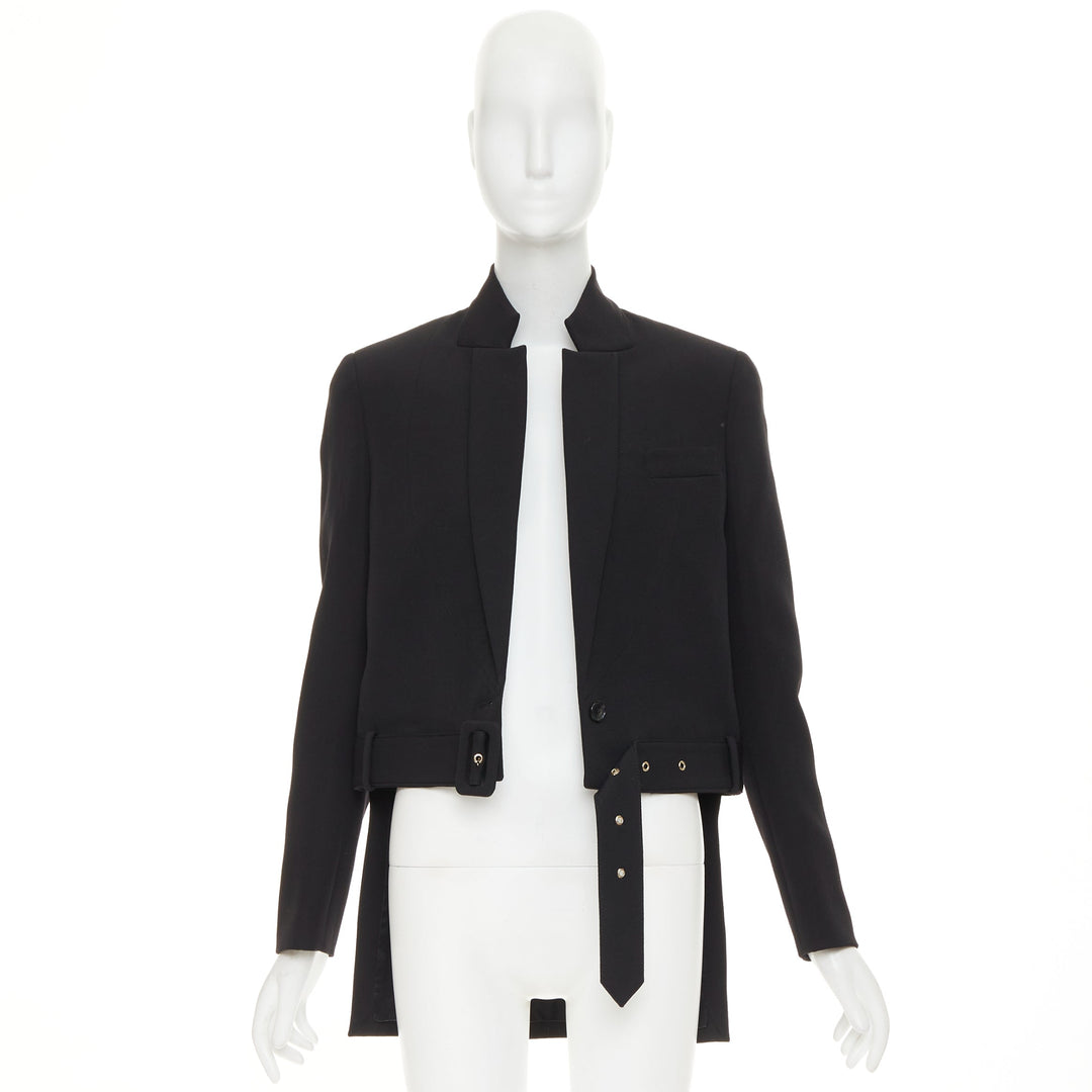 GIVENCHY black wool belted high low tailcoat jacket IT40 S