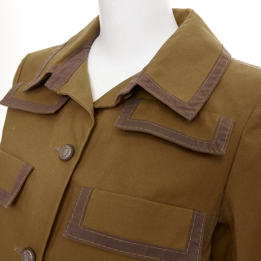 CHANEL 20C Runway multipocket bronze cotton safari jacket FR42 L