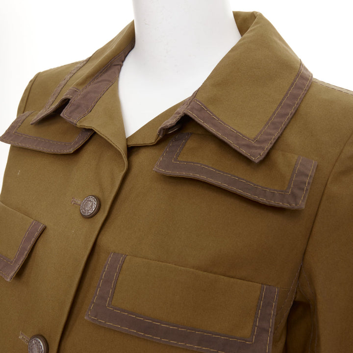CHANEL 20C Runway multipocket bronze cotton safari jacket FR42 L