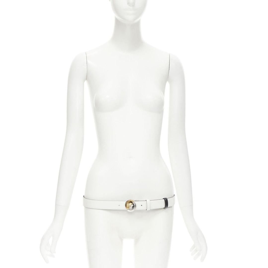 VERSACE Demi Medusa Reversible black white split coin belt 75cm-85cm