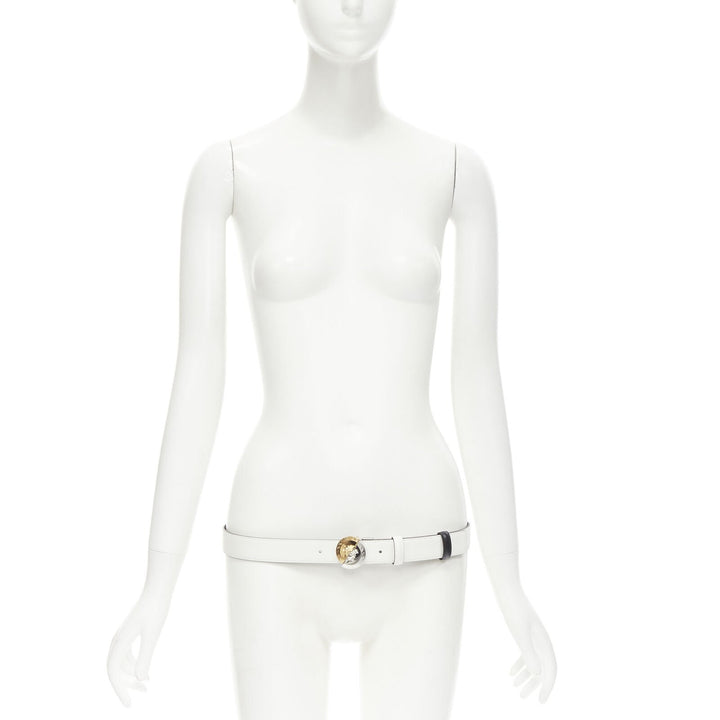 VERSACE Demi Medusa Reversible black white split coin belt 75cm-85cm