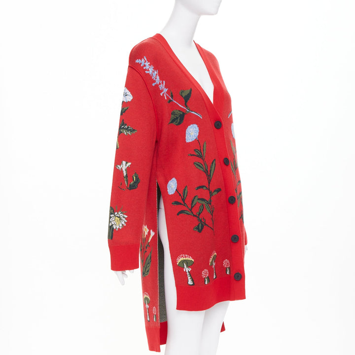 MONSE 2022 Magic Garden oversized red wool mushroom jacquard cardigan S