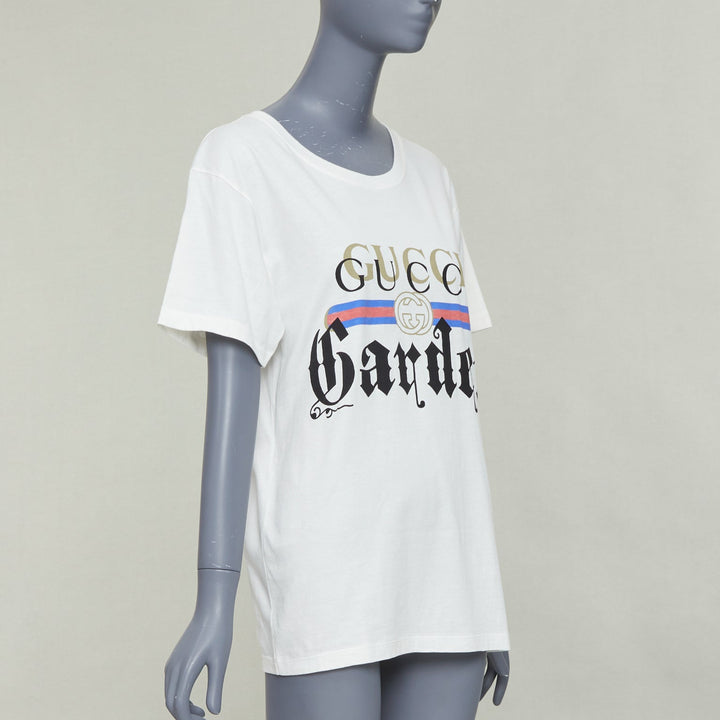 GUCCI Garden off white double logo print embroidered back tshirt XS