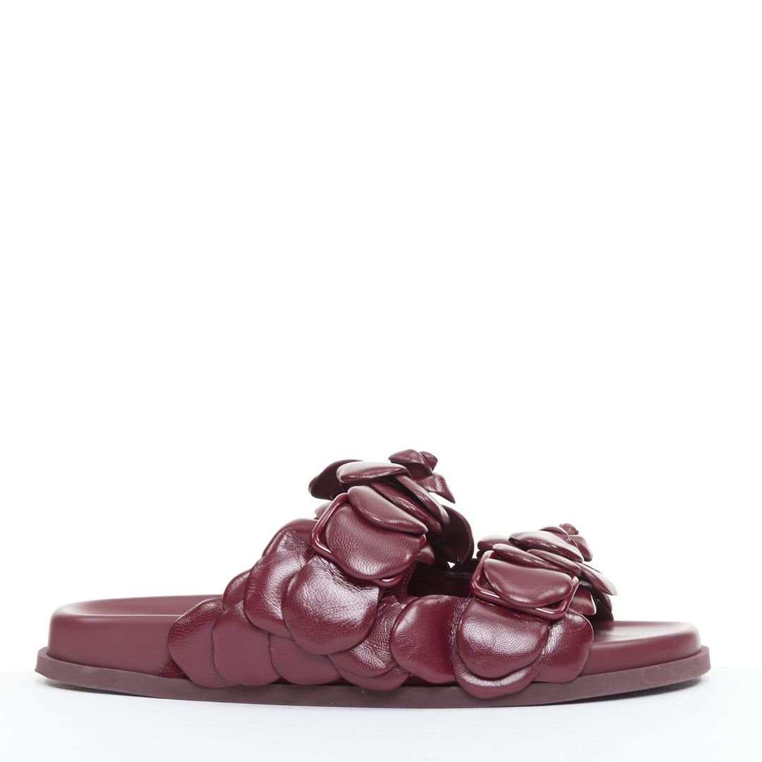 VALENTINO Atelier 03 Rose Edition burgundy 3D leather flower sandals EU37.5