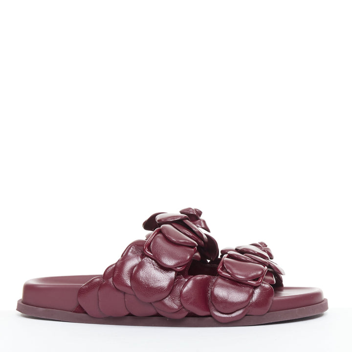 VALENTINO Atelier 03 Rose Edition burgundy 3D leather flower sandals EU37.5