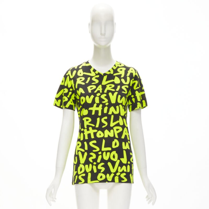 LOUIS VUITTON Stephen Sprouse Iconic Graffiti black neon yellow tshirt