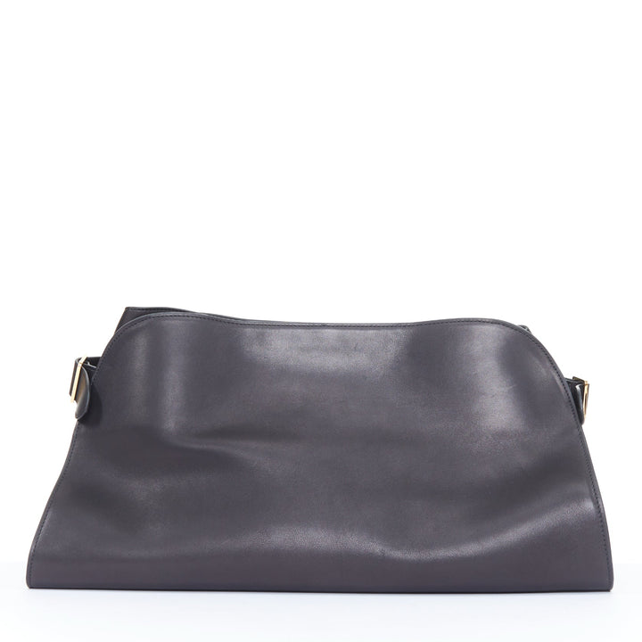 THE ROW 2024 Margaux East West Clutch black saddle leather handbag