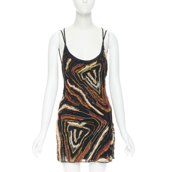 VERSACE 2020 Runway Virtus Animalier bead embellished dress IT40 S $7800