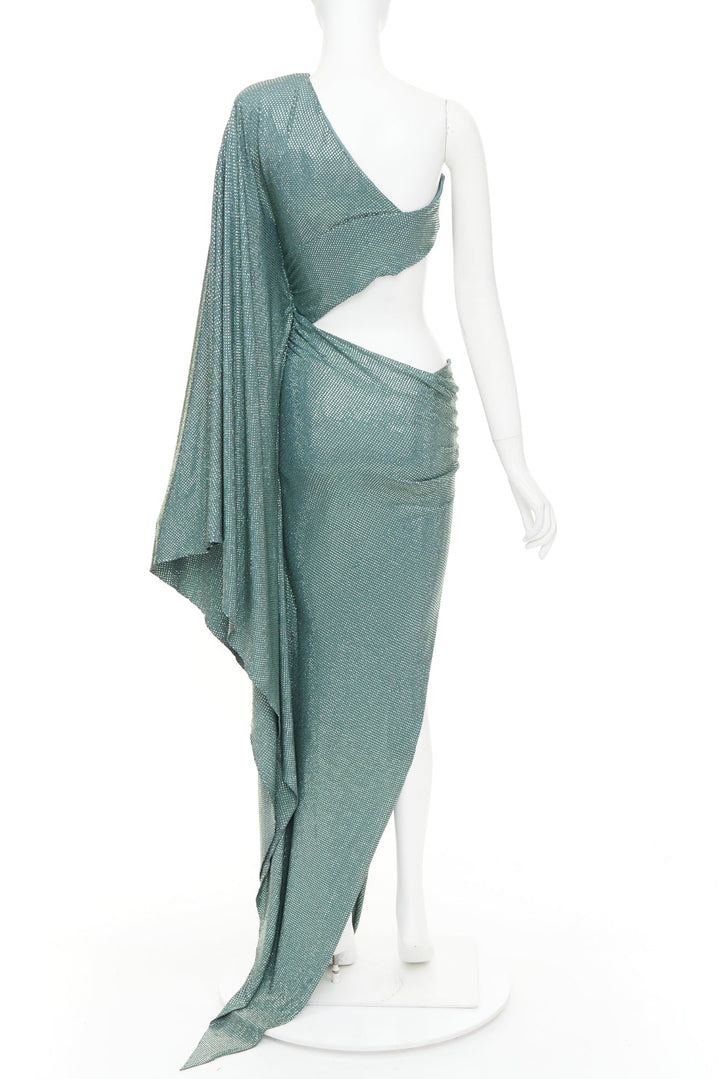 rare ALEXANDRE VAUTHIER COUTURE SS2022 Runway green strass crystal cut out dress