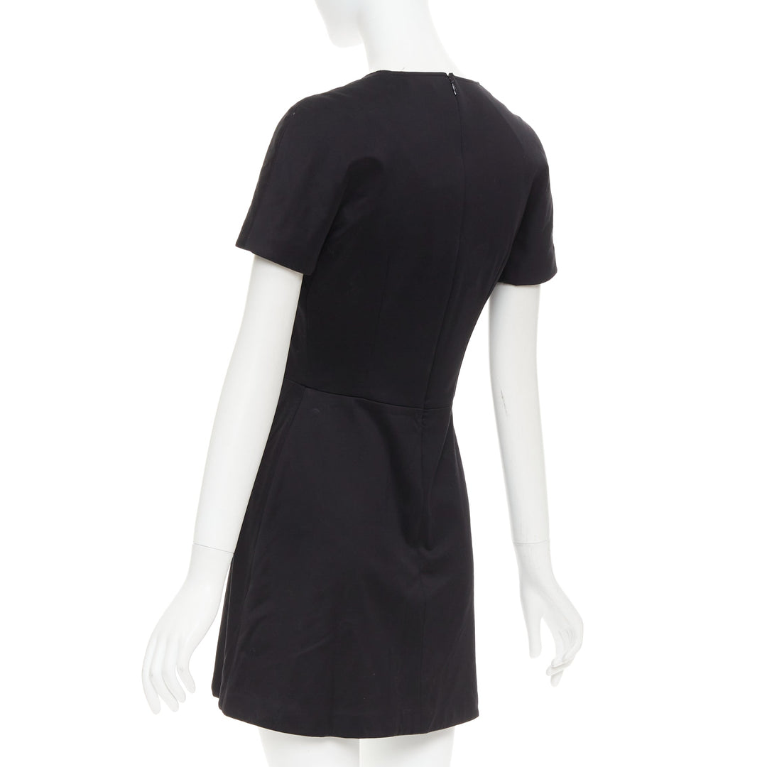ALEXANDER MCQUEEN 2013 black cotton scoop neck short sleeve mini dress IT40 S