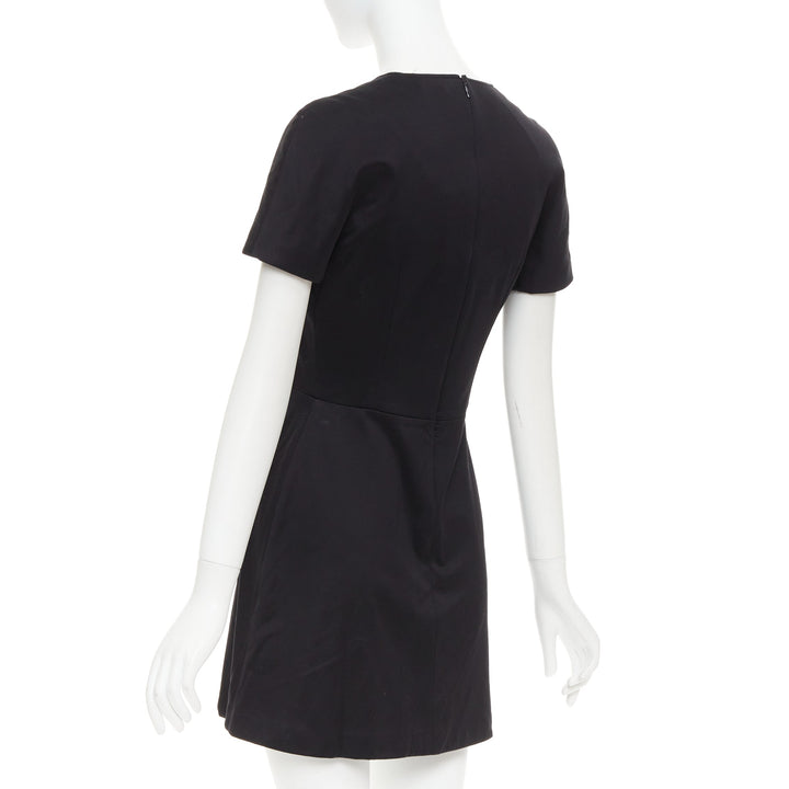 ALEXANDER MCQUEEN 2013 black cotton scoop neck short sleeve mini dress IT40 S