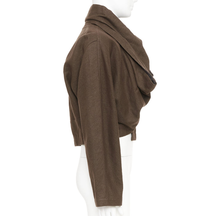 LEMAIRE draped wrapped cropped linen wool casual minimalist jacket FR44 XS