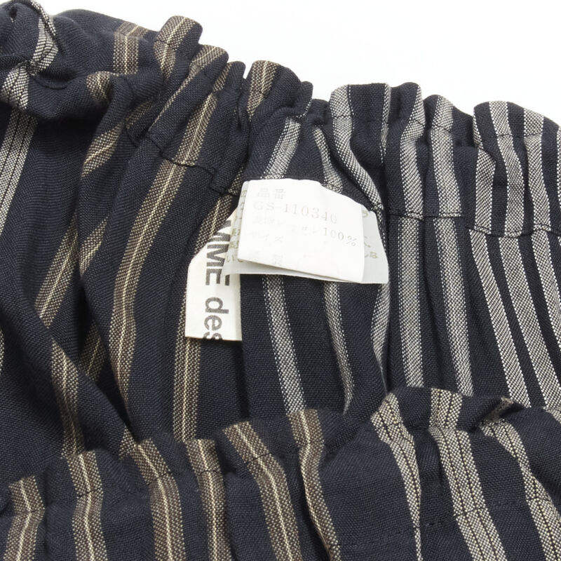 COMME DES GARCONS 1980's Vintage grey stripes deconstructed draped layered skirt