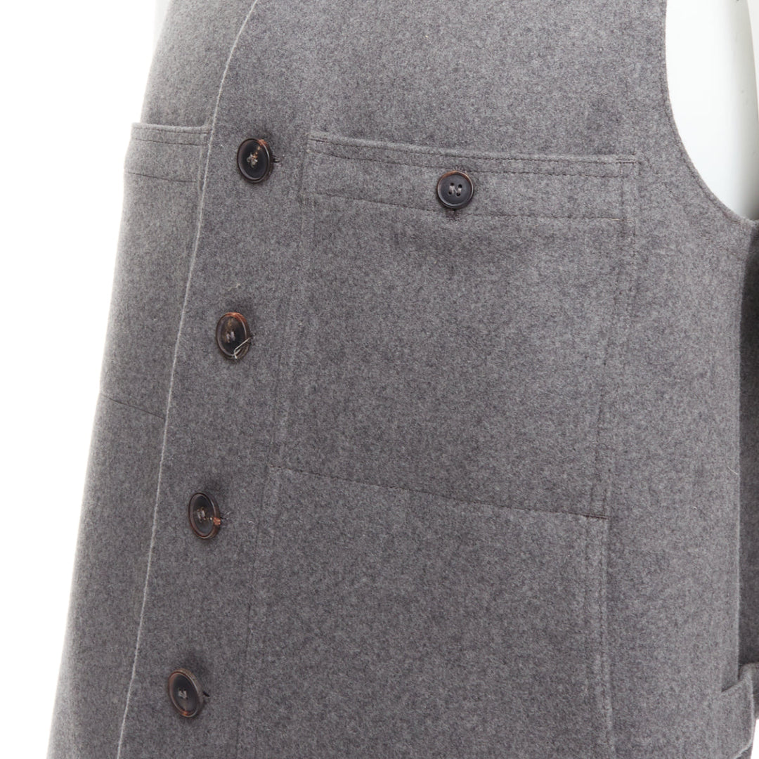 CHRISTOPHE LEMAIRE grey virgin wool cotton tape bonded waist coat vest Sz3