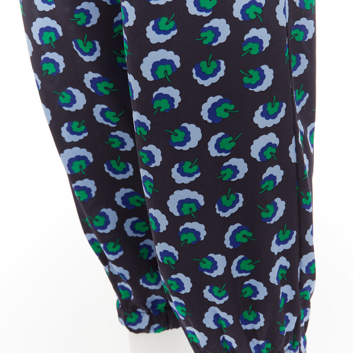 STELLA MCCARTNEY 2014 blue green 100% silk graphic floral web pants IT36 XXS
