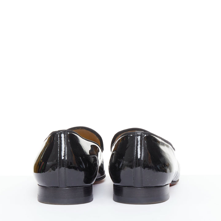 CHRISTIAN LOUBOUTIN Dandelion black patent almond dress tuxedo loafer EU43.5