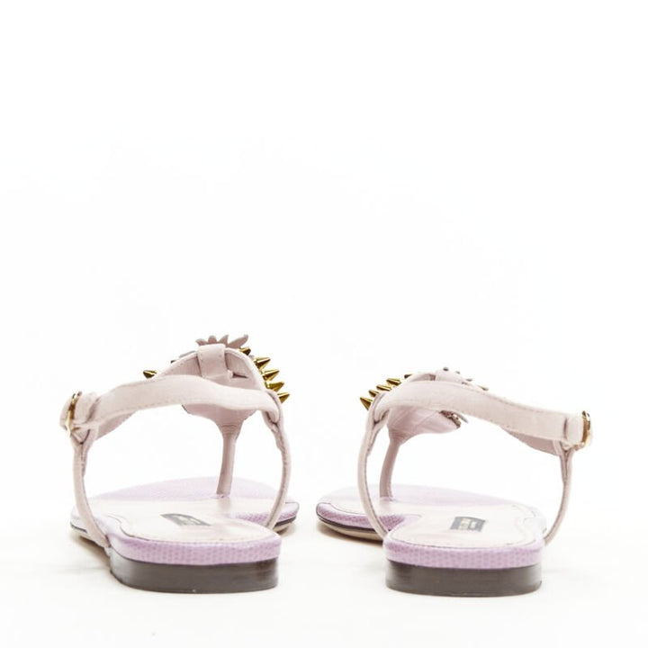 DOLCE GABBANA pink Pineapple studded thong flat sandals EU36.5