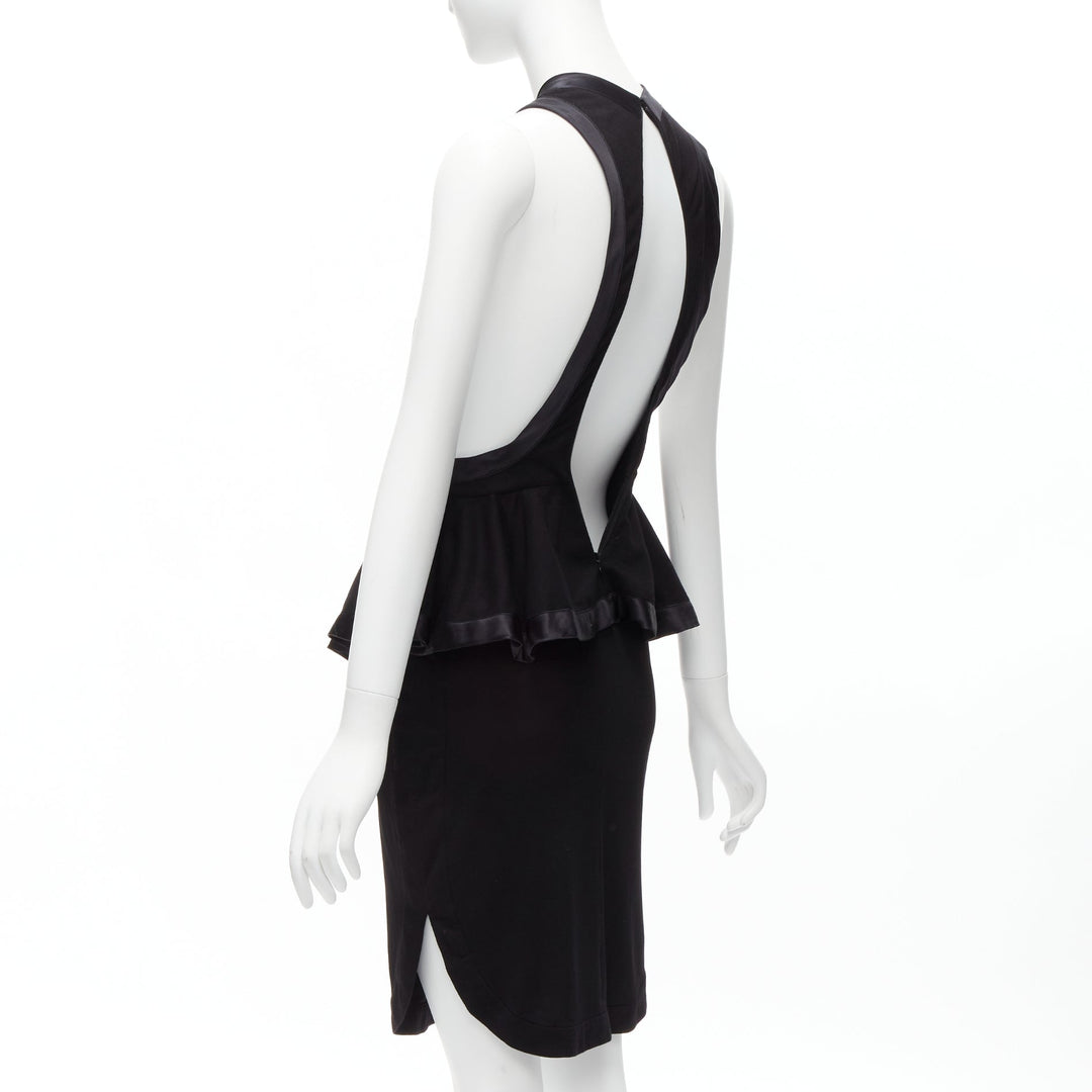 GIVENCHY RICCARDO TISCI Runway black satin jersey ruffle peplum racer dress